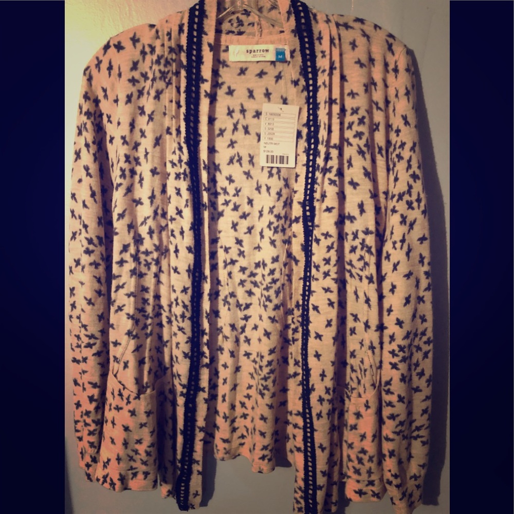 Beige and navy blue Sparrow sweater jacket